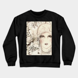 pastel art deco blanco flapper, collage poster print floral Crewneck Sweatshirt